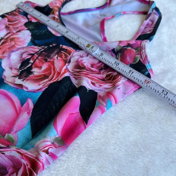 Lululemon Cool Racerback Tank Top 2 Secret Garden Floral Roses Pink Size 2? Pink - Picture 5 of 7